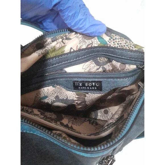 Liz Soto Purse, Blue Leather Convertible - Picture 5 of 8